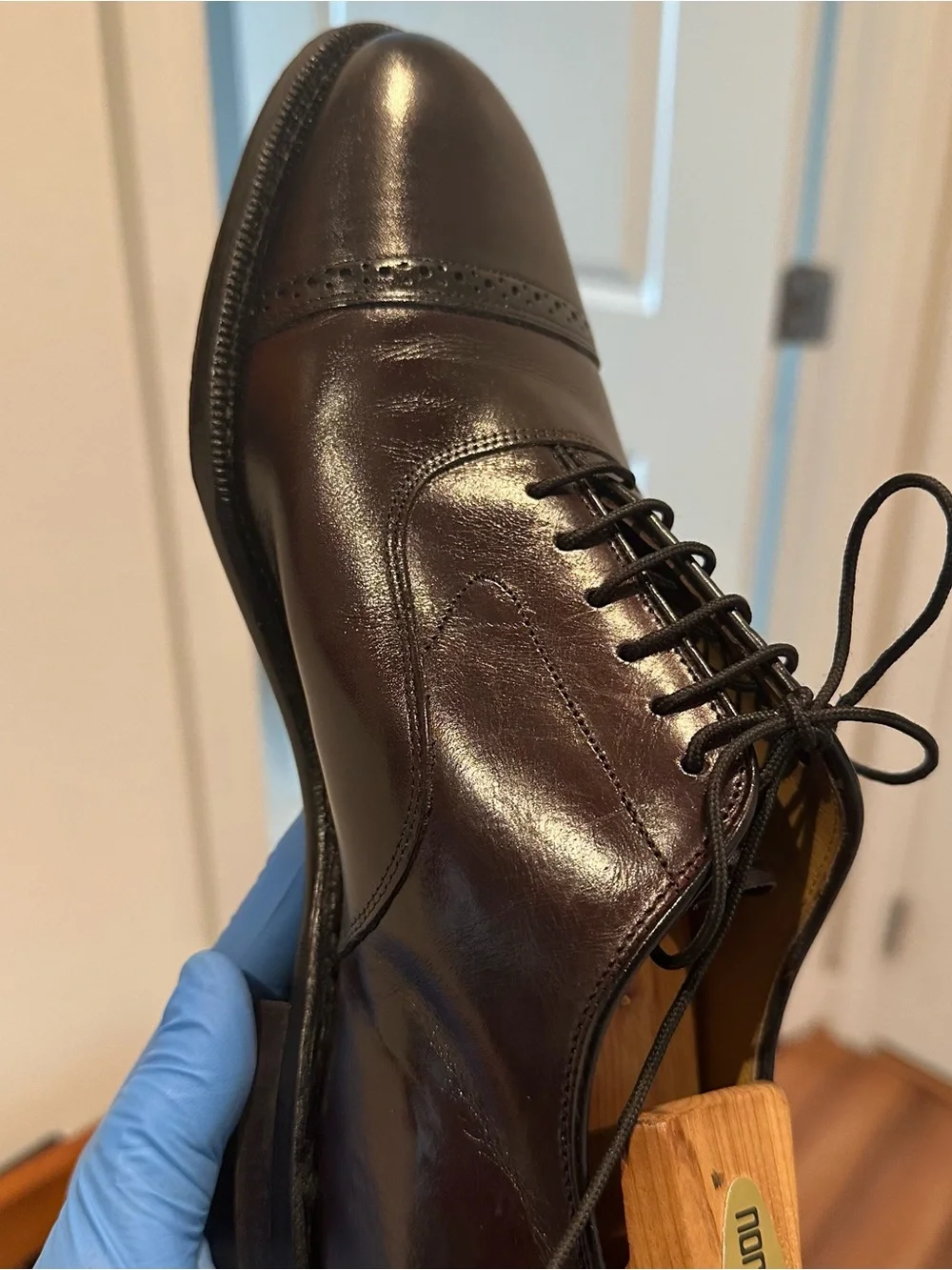 Johnston & Murphy Men's Burgundy Leather Cap-Toe Oxfords.